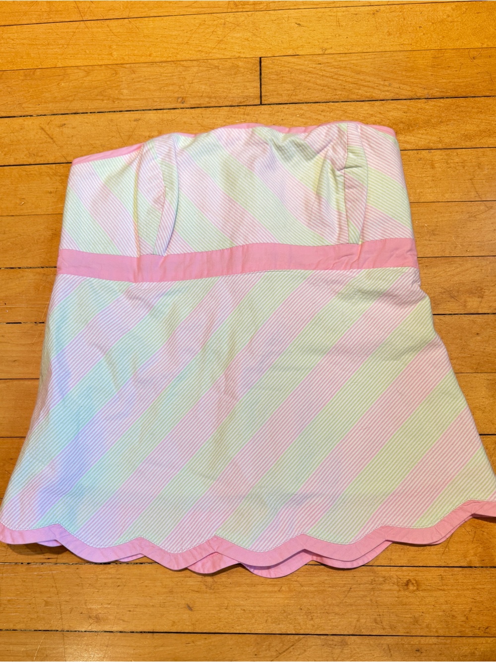 Lilly Pulitzer Pink and White Striped Scallop Hem Top